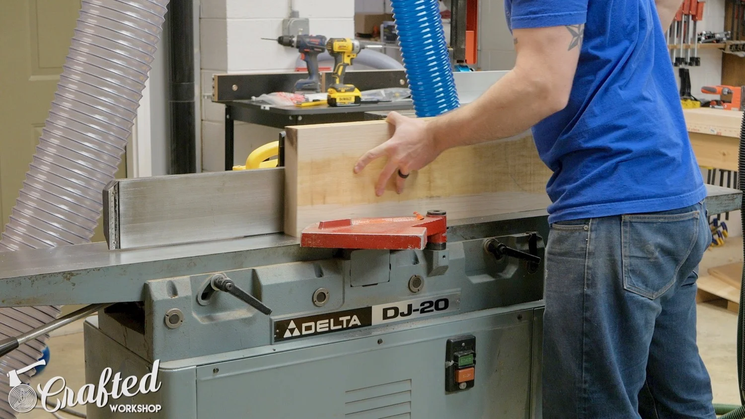 jointing maple board on delta dj-20 jointer