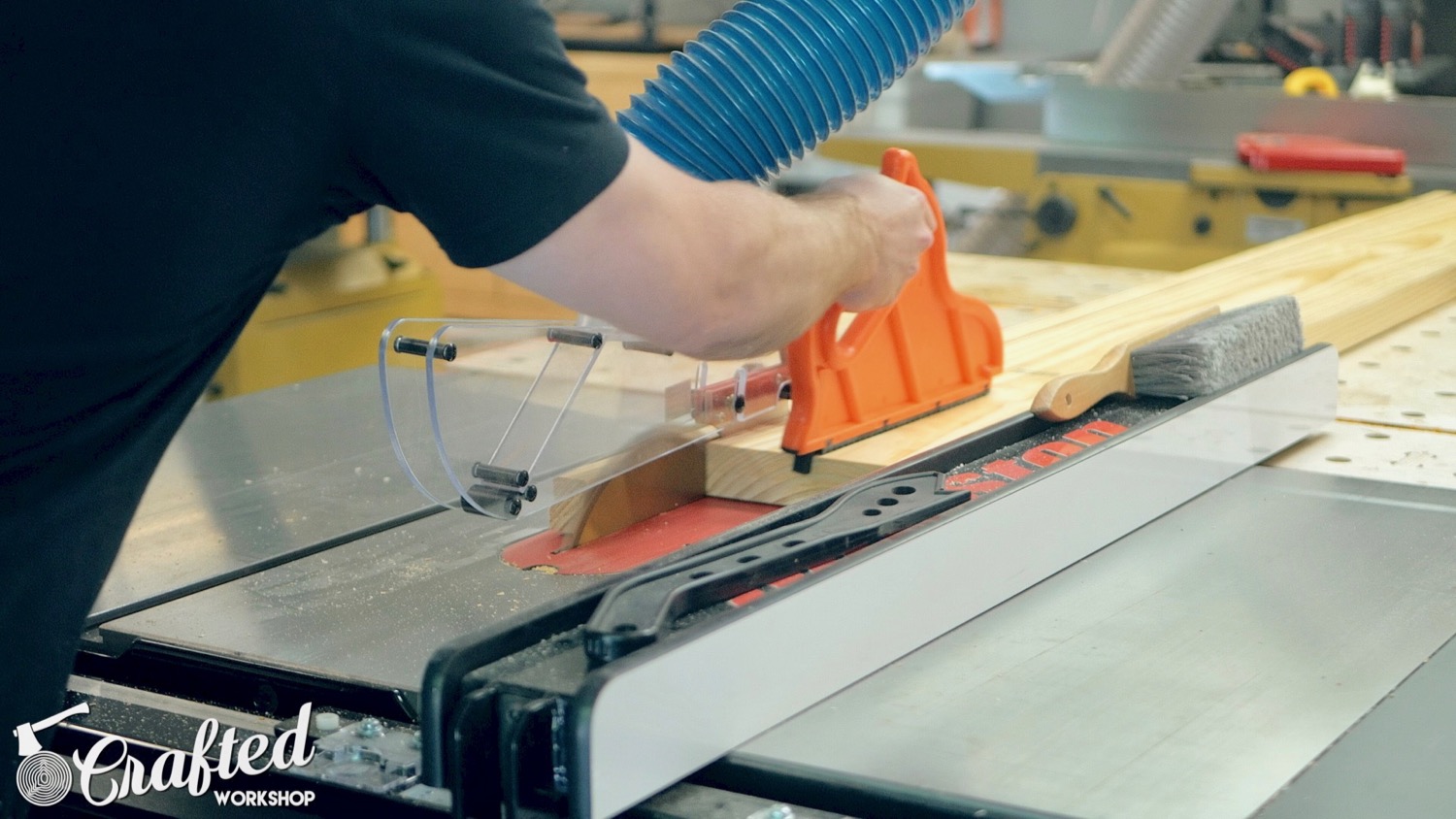 Ripping 2x10 to width on the table saw.