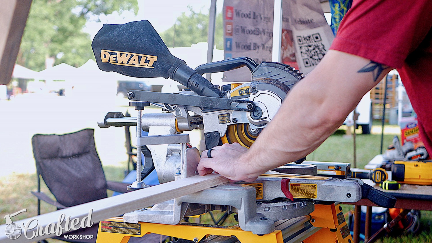 cutting plywood on the dewalt 20v max miter saw