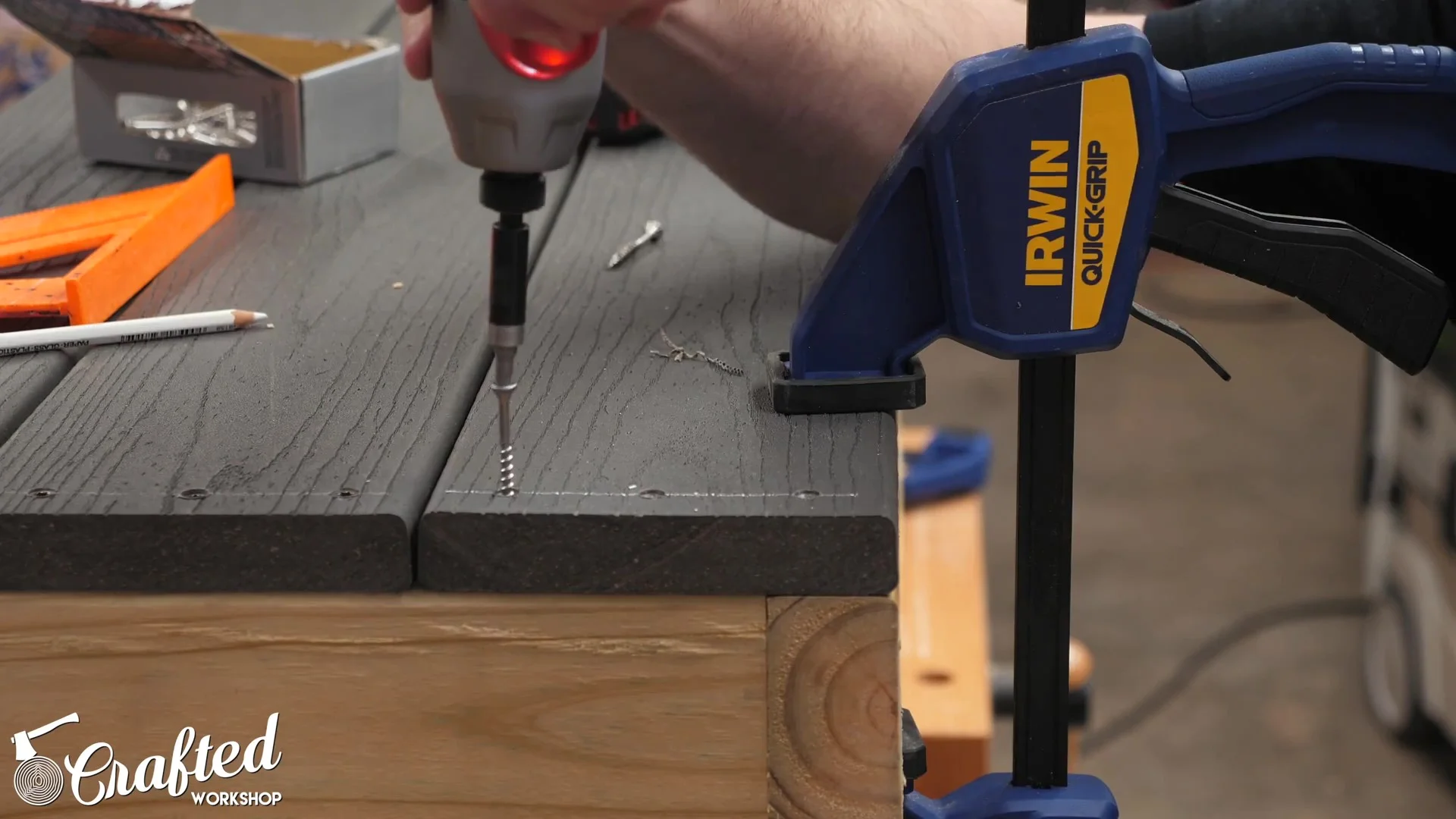 Screwing down the exterior boards