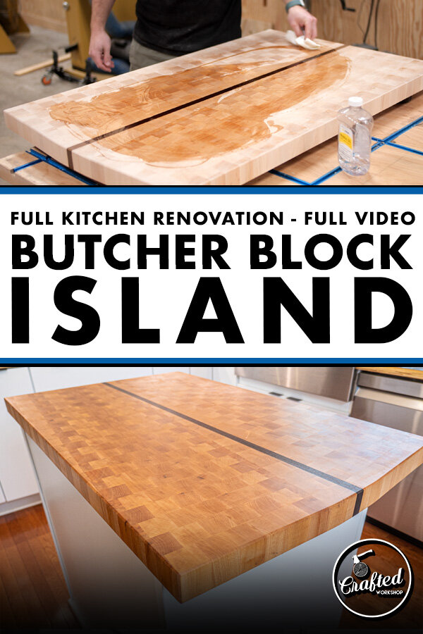 Integrated Cutting Board as a Butcher Block Island Countertop