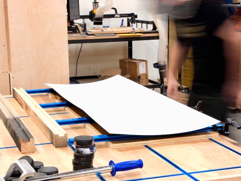I’ve been watching a lot of my buddy Mike Farrington’s videos, which are excellent and you should go watch all of them if you haven’t already. Anyway, he happened to build a built-in desk with a laminate top, and he showed this tip of using aluminum…