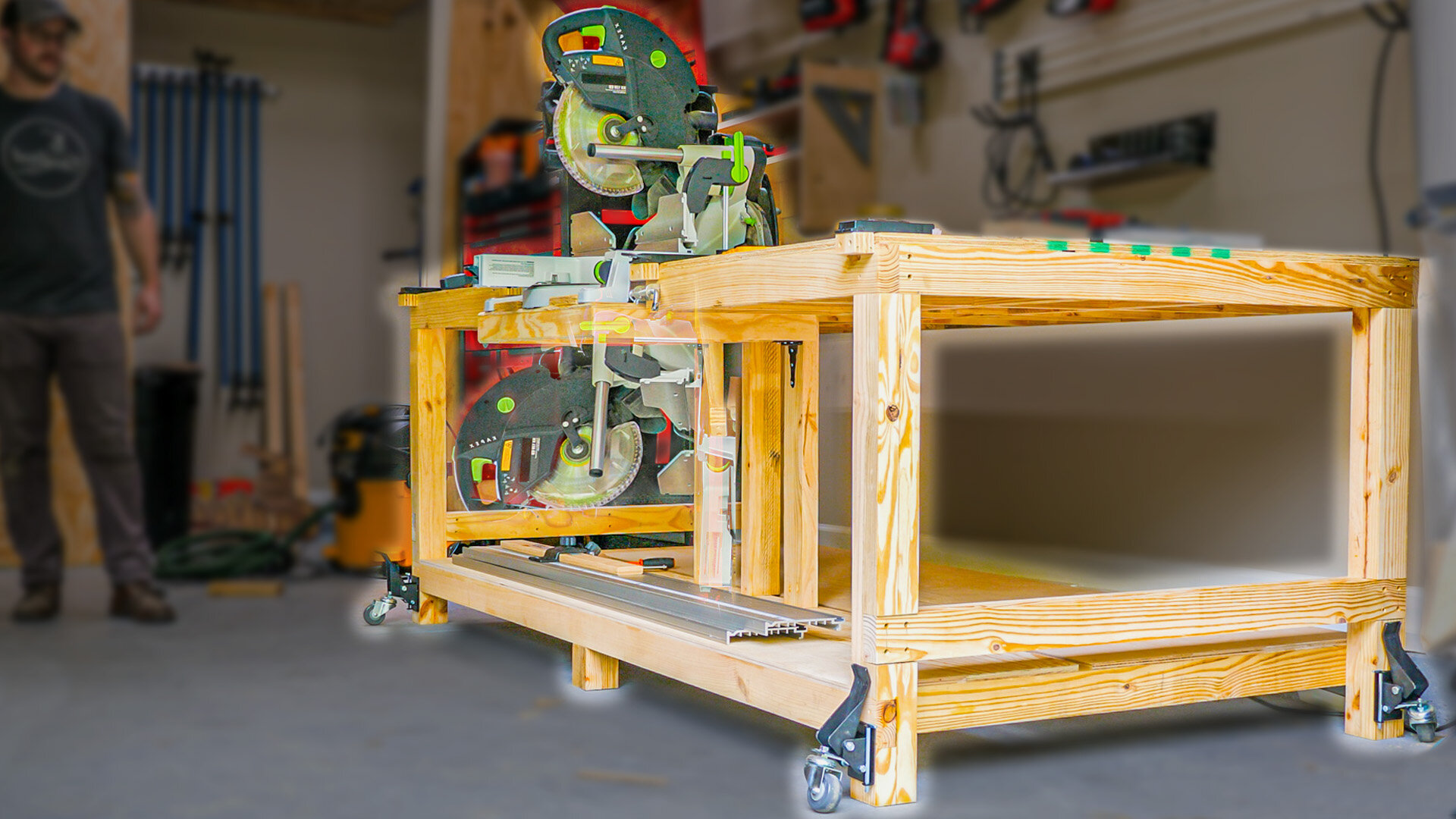 How To Build A Garage Workbench Miter Saw Station Outfeed Table Combo Part 1 Crafted Workshop