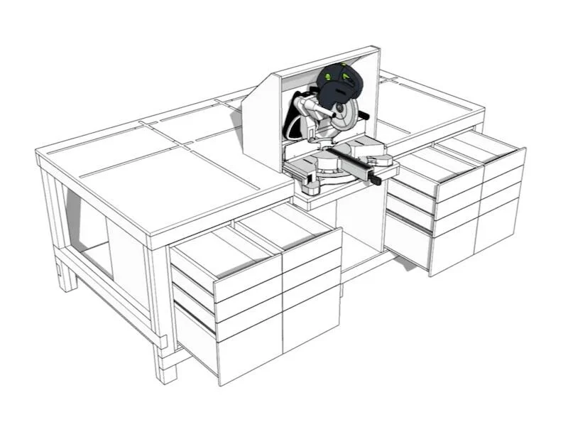 How To Build A Garage Workbench / Miter Saw Station / Outfeed Table
