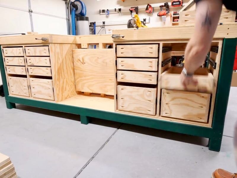 How To Build A Garage Workbench With Drawers How To Build A Garage Workbench / Miter Saw Station / Outfeed Table