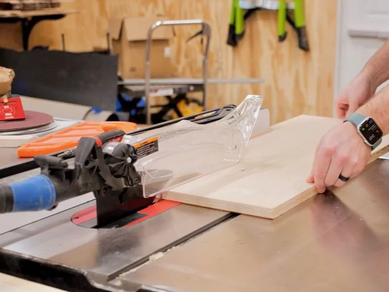 Breaking down Baltic Birch Plywood on the table saw to build the crosscut sled from.