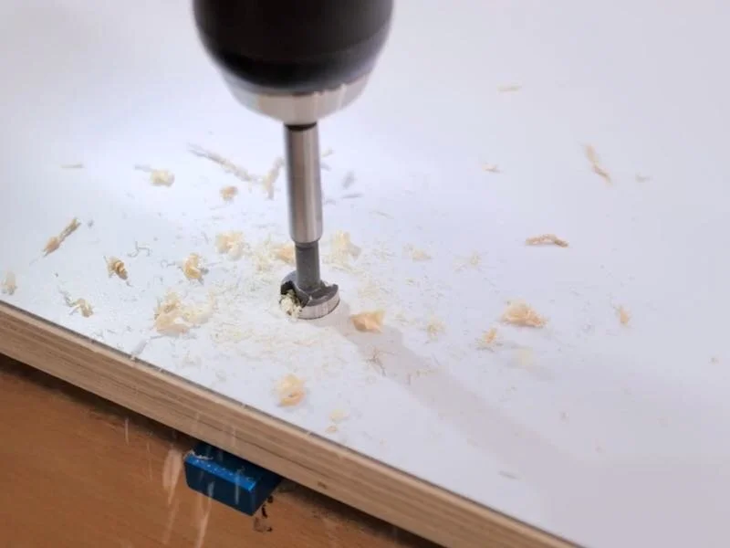 Use a forstner bit to drill recessed holes at each screw location.
