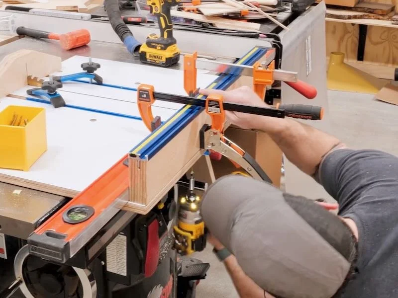 Attaching front fence to cross cut sled.