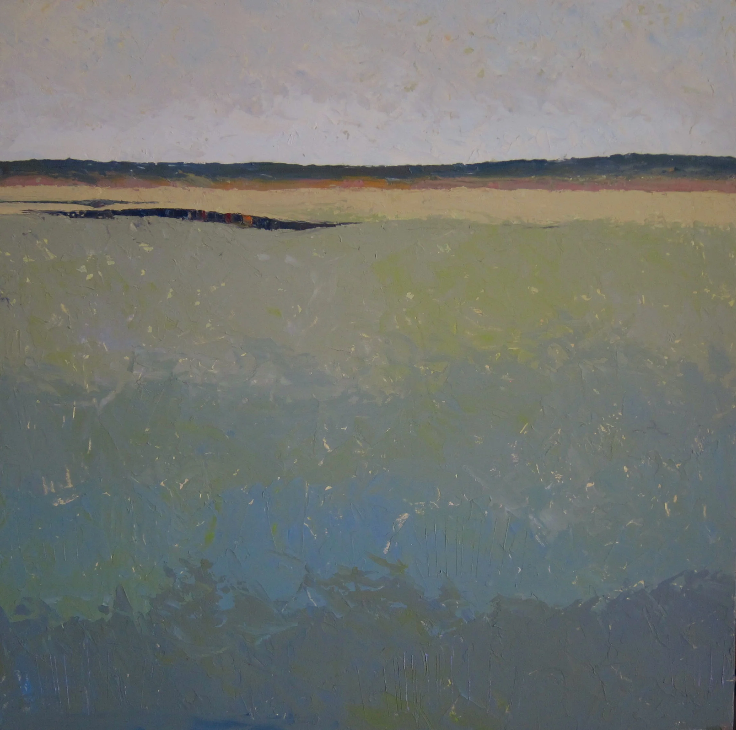 GREEN FIELD II | 24”square, 2.75" deep, O/P, gallery wrap edge