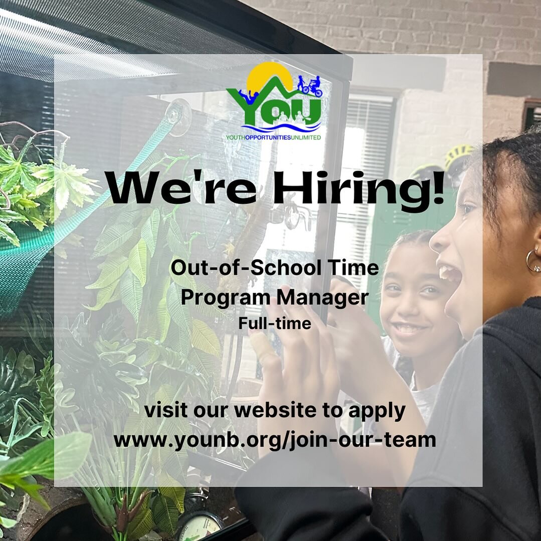 🌟Join our team at Y.O.U.🌟 We&rsquo;re on the lookout for a passionate individual to fill the full-time role of the Out-of-School Time Program Manager.

If you or someone you know is dedicated to youth development and creating memorable experiences,