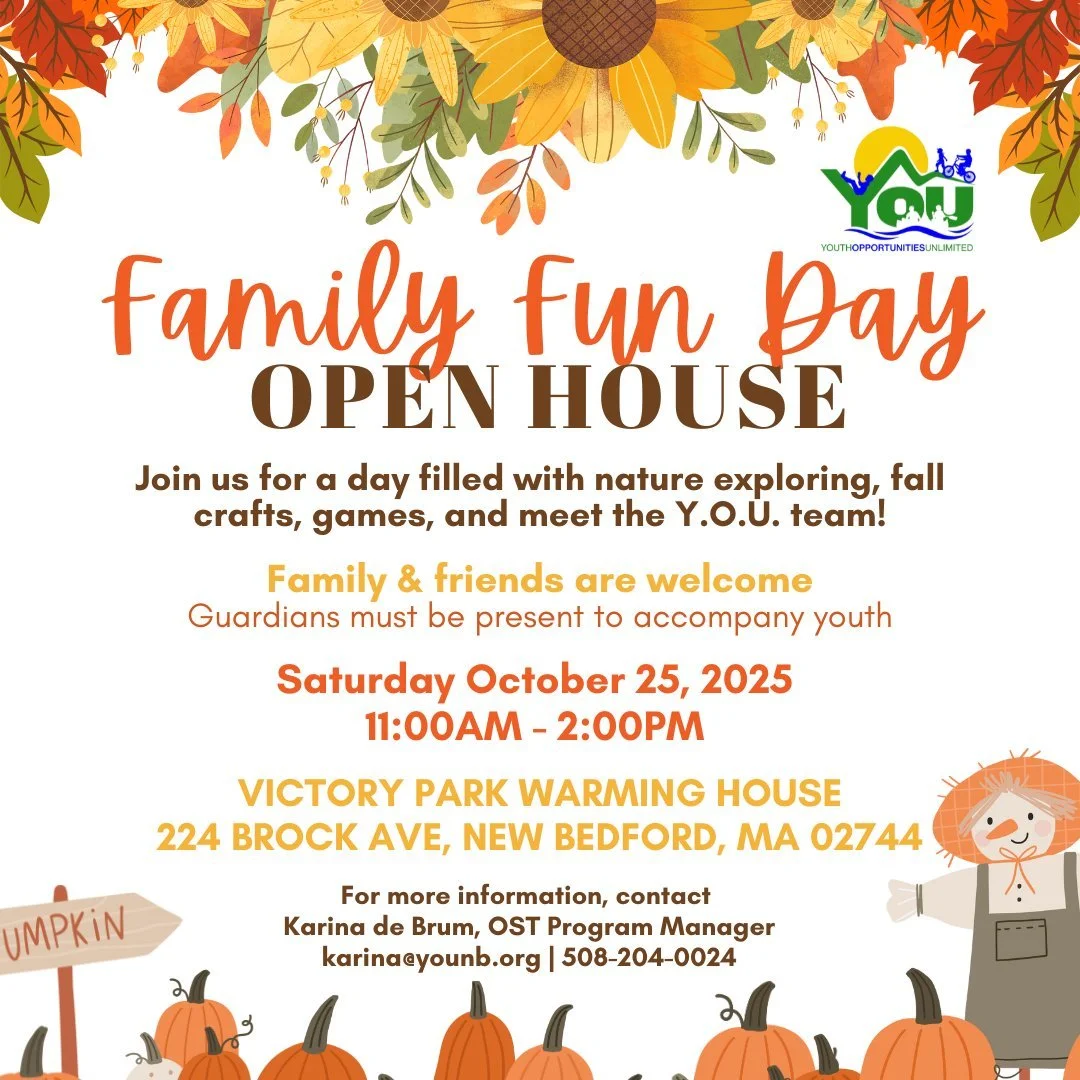 📣 Join us Saturday, October 25th  from 11:00 AM to 2:00 PM for our Family Fun Day Open House at 224 Brock Avenue! 

Come get a taste of all that Youth Opportunities Unlimited has to offer! It is going to be a day jam packed with fun and learning! Na