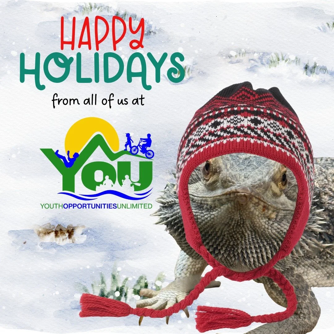 Happy Holidays from all of us at Youth Opportunities Unlimited! 🎄

Cornelius is braving the winter weather to remind us that even cold days can be filled with warm wishes.

Wishing you a restful, joyful holiday season from our Y.O.U. family to yours