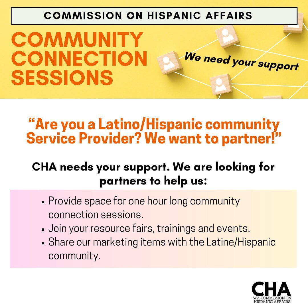 Do you identify as Latino/Latina/Latin/Latinx/Latine or Hispanic? We want to hear from you!

📍We are rolling out a community connection questionnaire. This is a short questionnaire comprised of five parts, available in Spanish and English. We are in