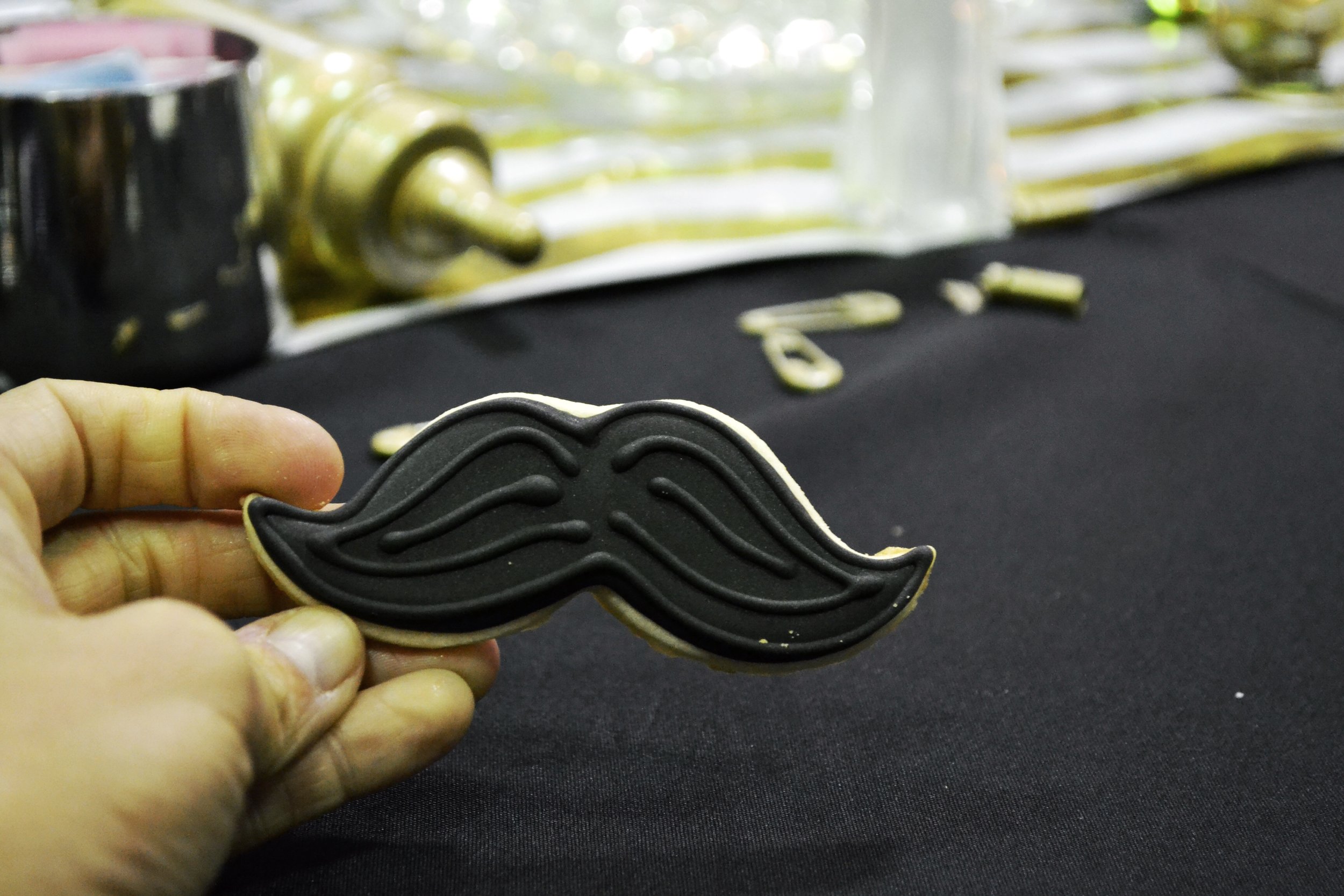 Mustache Cookies used during the Surprise Gender Reveal