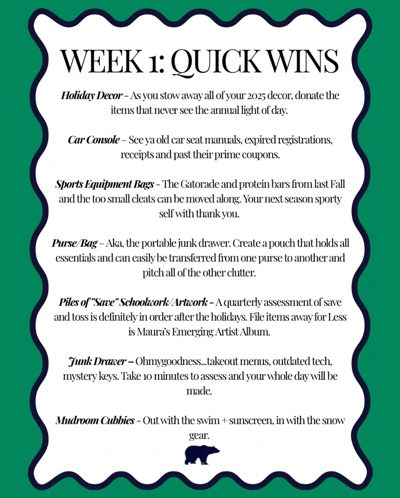 Happy New Year, aspiring Minimalists! It&rsquo;s Week One of our Decluttering Challenge and we can&rsquo;t wait to work through these neglected spaces with you over the next 31 Days!

Below is your action plan for Week One and of course, our Donation