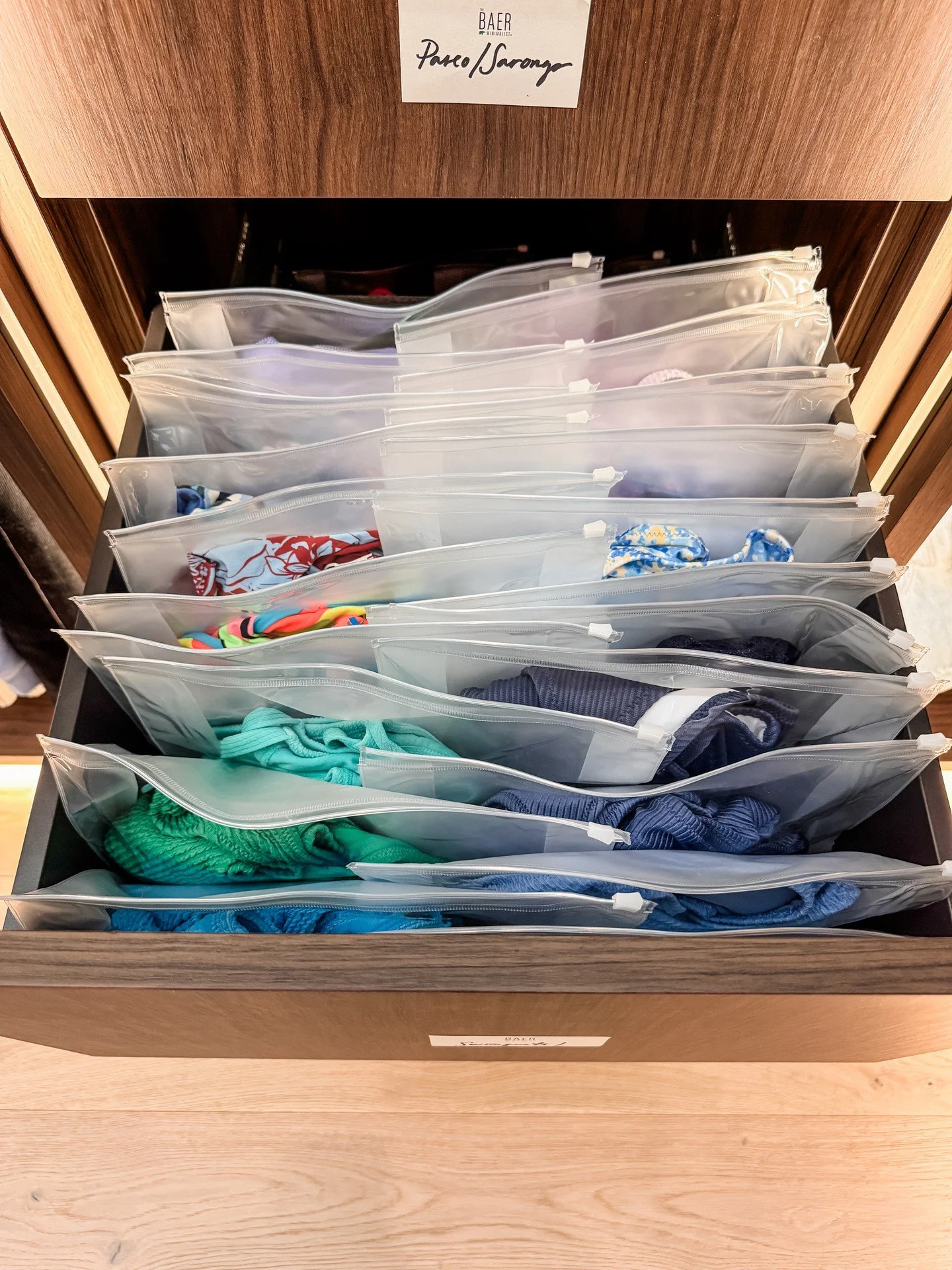 Spring break is calling, so let&rsquo;s take a moment for the most perfect swim suit drawer you've ever seen.

These pouches are so easy to toss in your suitcase (and work so well for organizing kids outfits for travel too).

Happy travel, friends! ☀