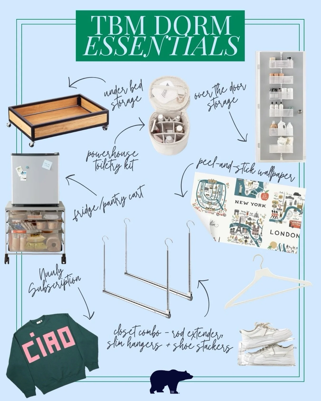 As someone who has always been obsessed with organization, moving into my Freshman year dorm felt like this incredible opportunity to test my chops at optimizing a small space. I shared a room with my sister growing up, but having my living/dining/sl