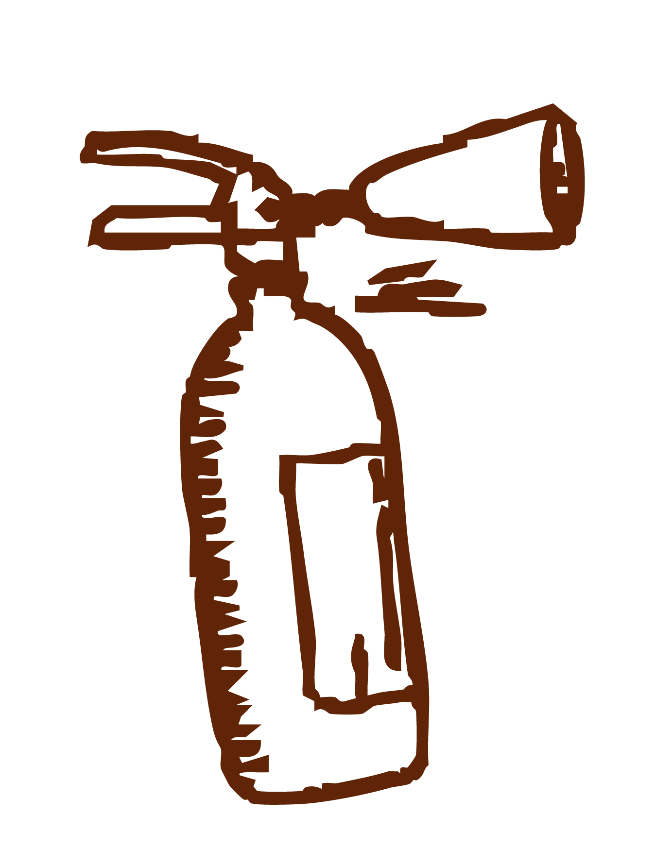 Hand-drawn illustration of a spray paint can with a nozzle and cap.