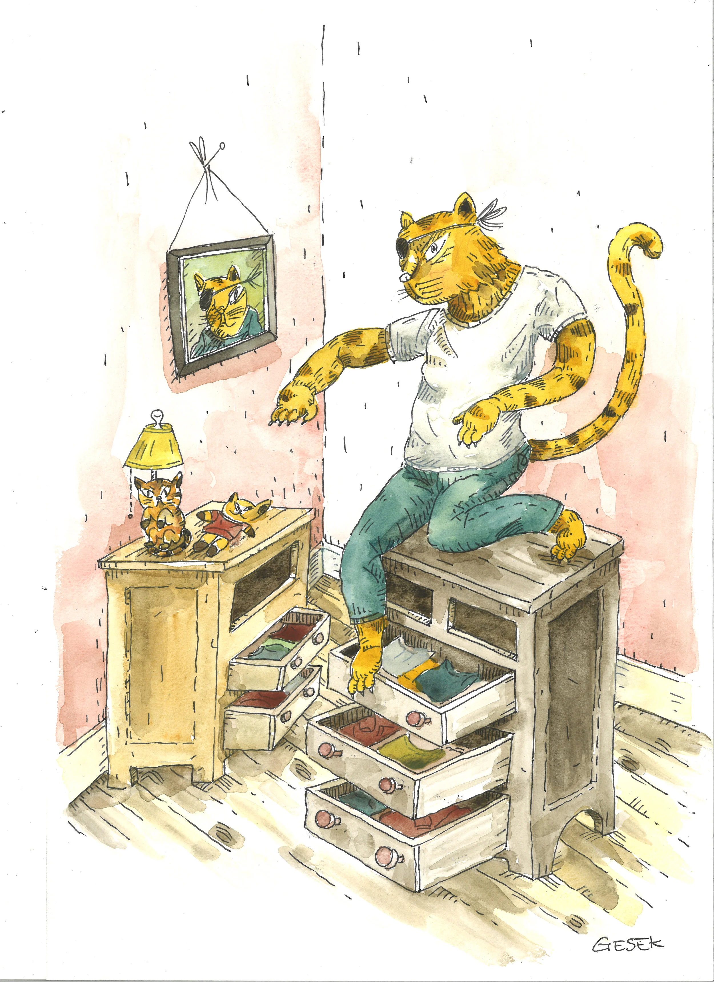 Fred steps the dresser