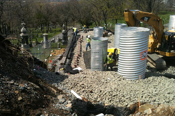 Installation of Modular Block Retaining Wall in North Bergen, NJ