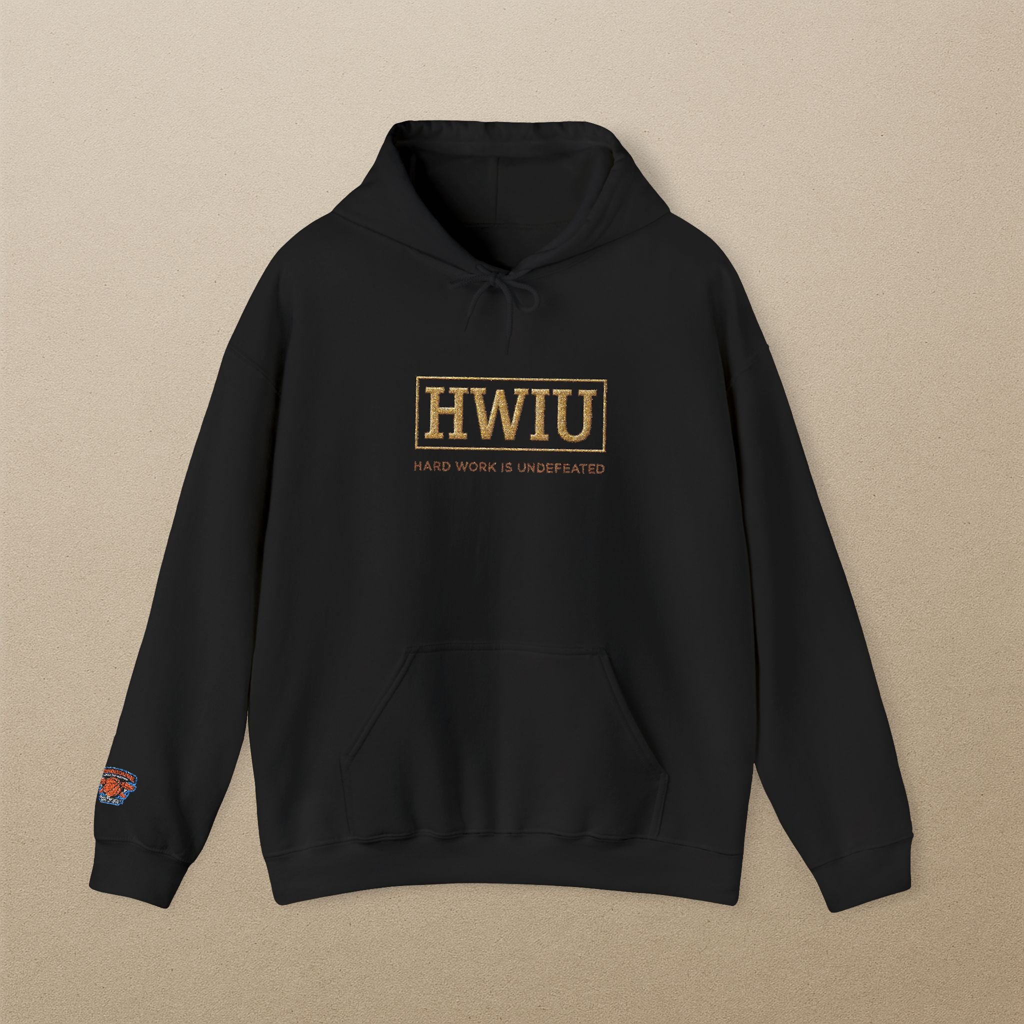 Heavy Blend Hooded Sweatshirt - Elite Athletes, Creators, Entrepreneurs - HWIU Monogram Logo - Fear of God Nike Aesthetics - Matte Black,
