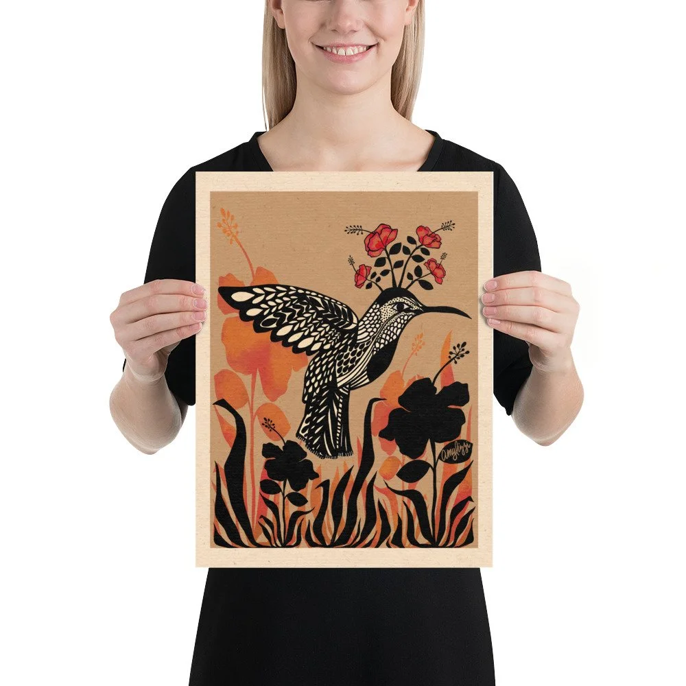 FOLK HUMMINGBIRD POSTER