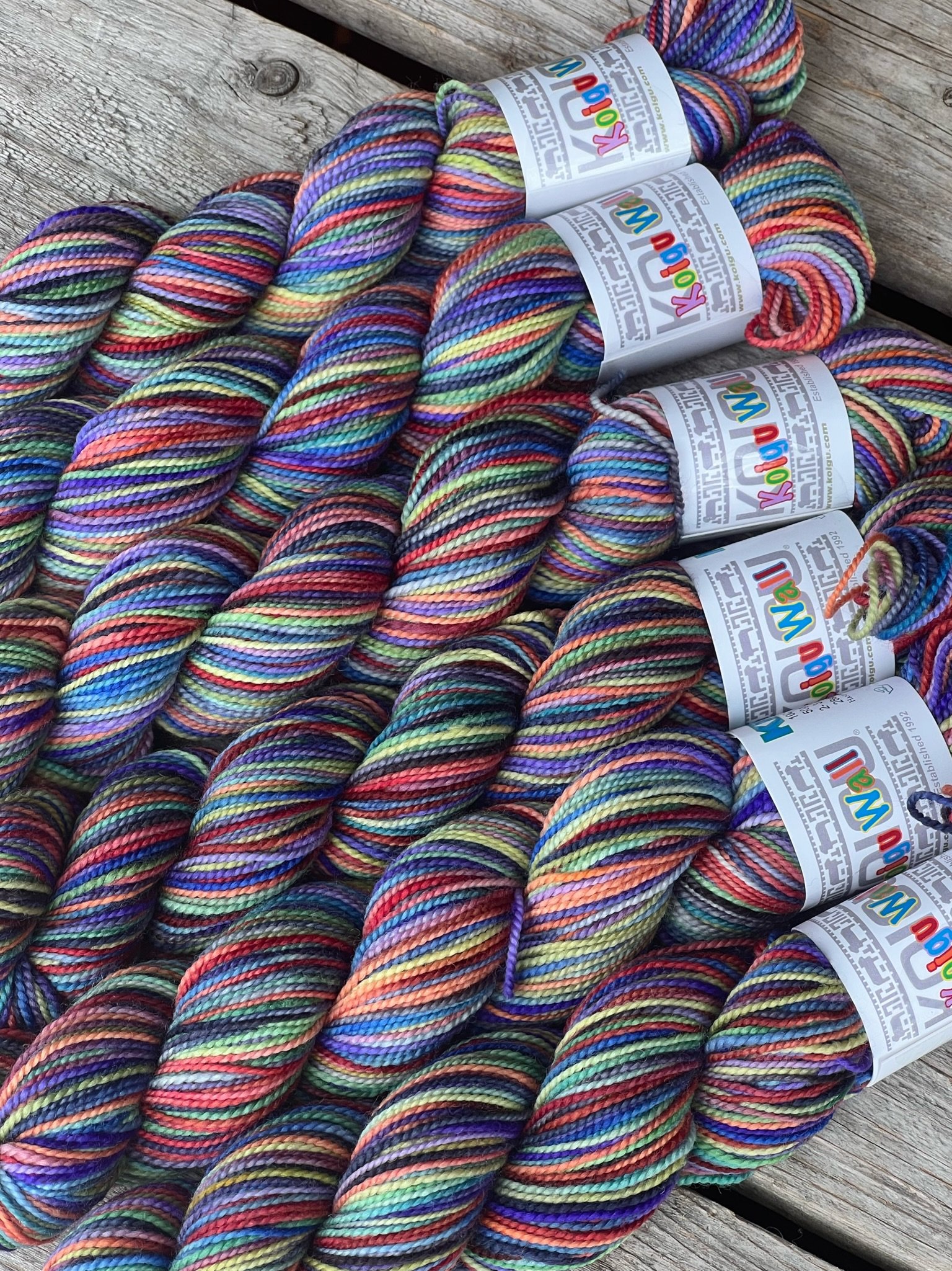 P150 Rainbow Multicoloured 150m Merino Wool Koigu KPPPM Yarn 