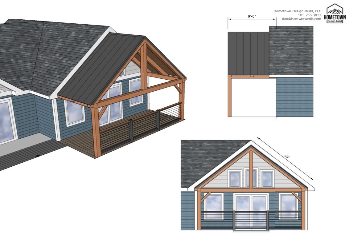 Spent the afternoon working up this timber frame deck roof design @matt.w.hickey came up with for an upcoming project... 🤞let&rsquo;s hope they like it!