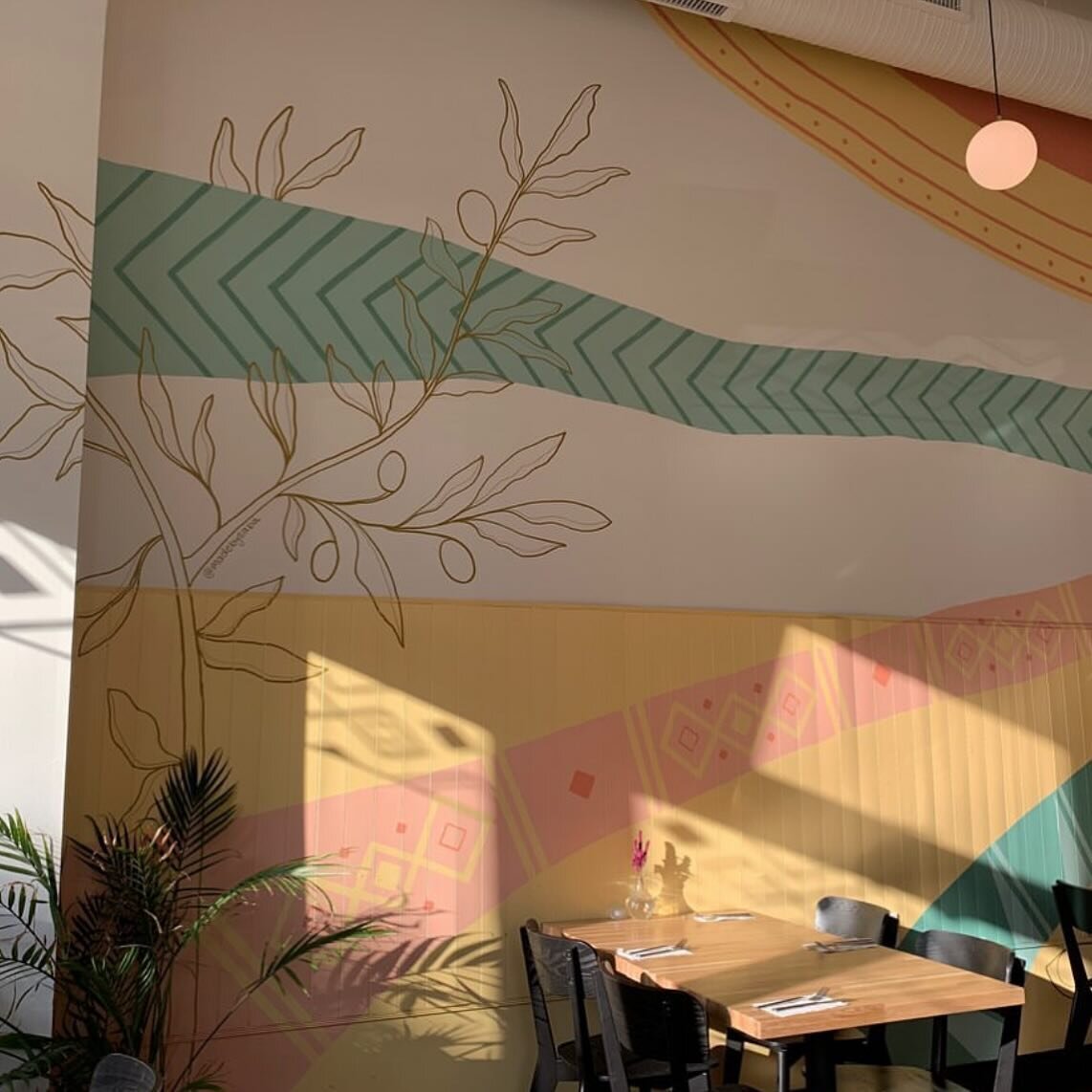 OUR MURAL 

Our mural, designed by Baltimore-based artist Saba Hamidi (@madebysaba), features soft colors &amp; organic shapes to reflect the fluidity of our story; the flow of varying cultures &amp; tastes coming together as one. The details were in