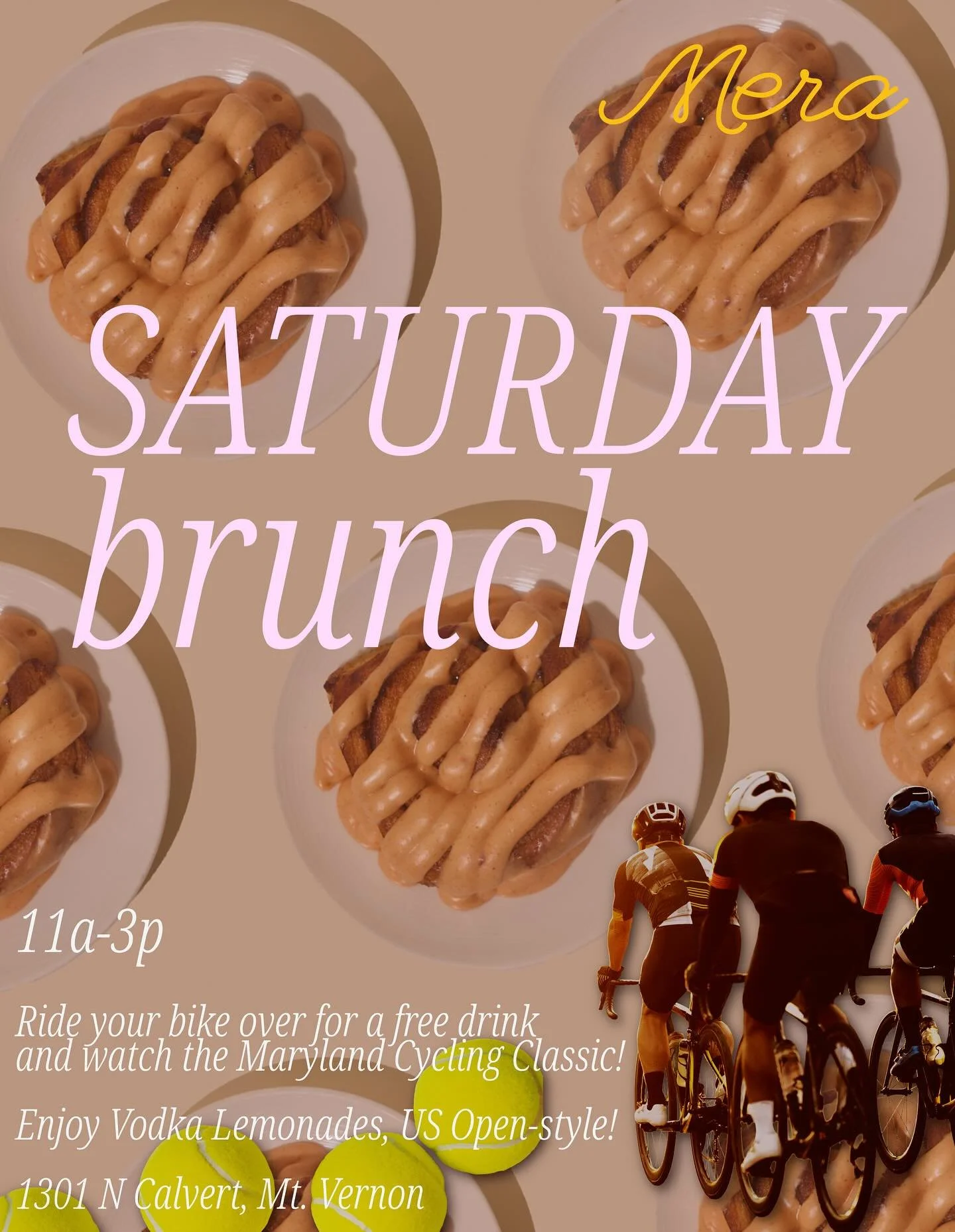 There&rsquo;s a lot going on this weekend and we&rsquo;re here for it! If you&rsquo;re not in DC (check out @baltimorerapidresponsenetwork for more), join us for brunch and watch the professional cyclists 🚴&zwj;♀️ zoom through Mount Vernon as part o