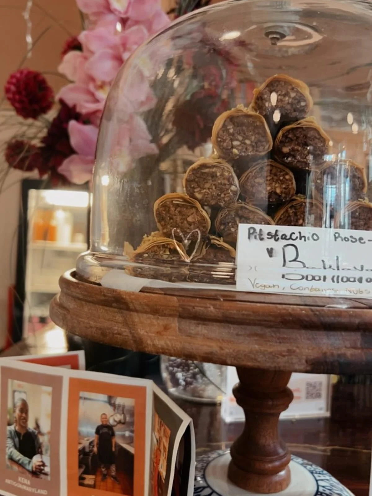 Pistachio rose water baklava. 🌹 Always vegan. Always packed full of pistachios. We&rsquo;ve had this on our menu since our earliest days at the Farmers Market, thank you for continuing to come back to enjoy it again and again ❤️