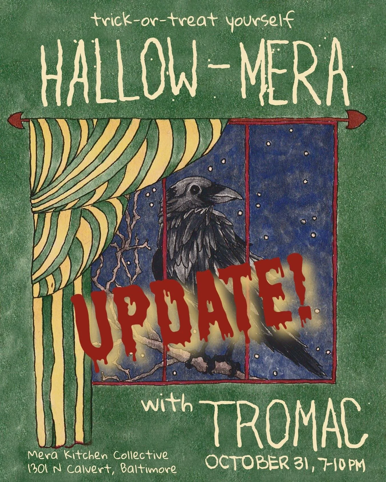UPDATE!!!

We were and are very excited about throwing a party for Halloween the only way we know how - with a feast and a dance party! 

But we&rsquo;re not thrilled about the state of the world&hellip;how our friends and neighbors are worried about