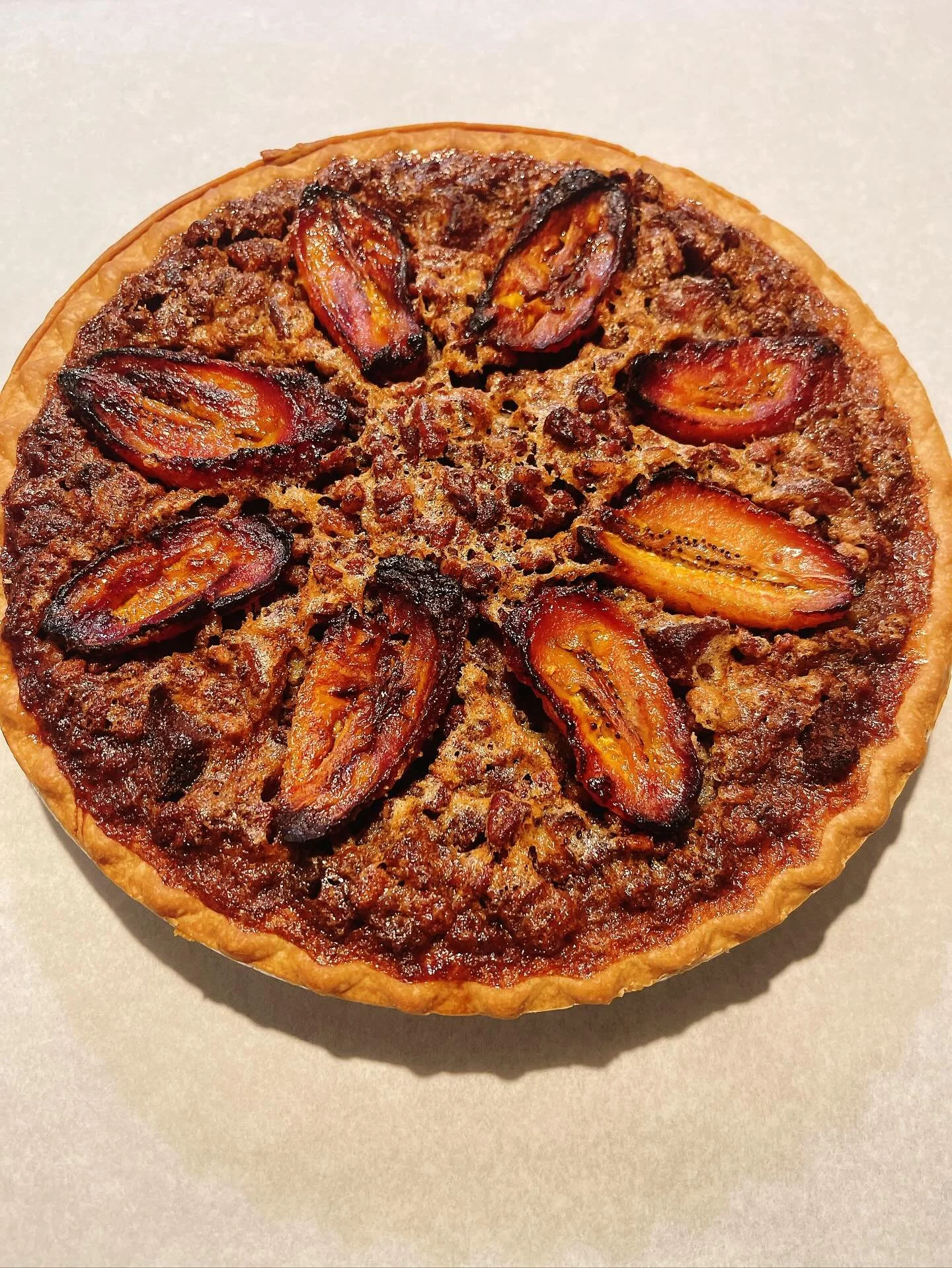Our Pecan &amp; Plantain Pie, part of this year&rsquo;s holiday pre-order specials.

Made with fall spices, pecans, plantains and finished with a jus de gingembre glaze, in a traditional pie crust. Serves 6-8 or keep it all for yourself&hellip;Pre-or