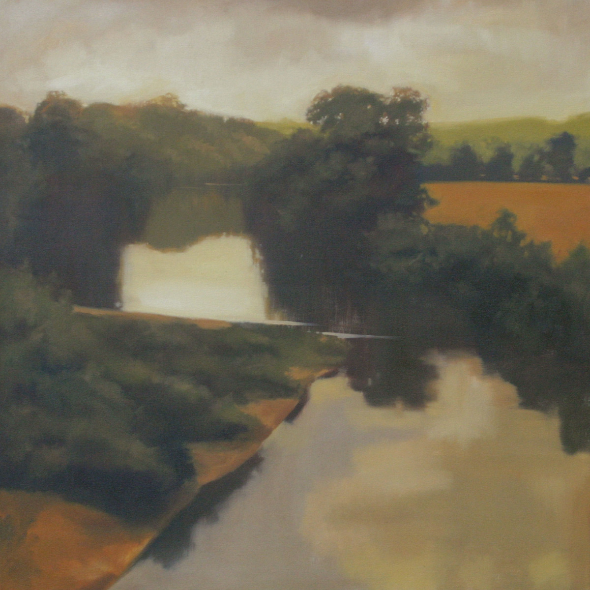 Evening on the River, 36x36 inches