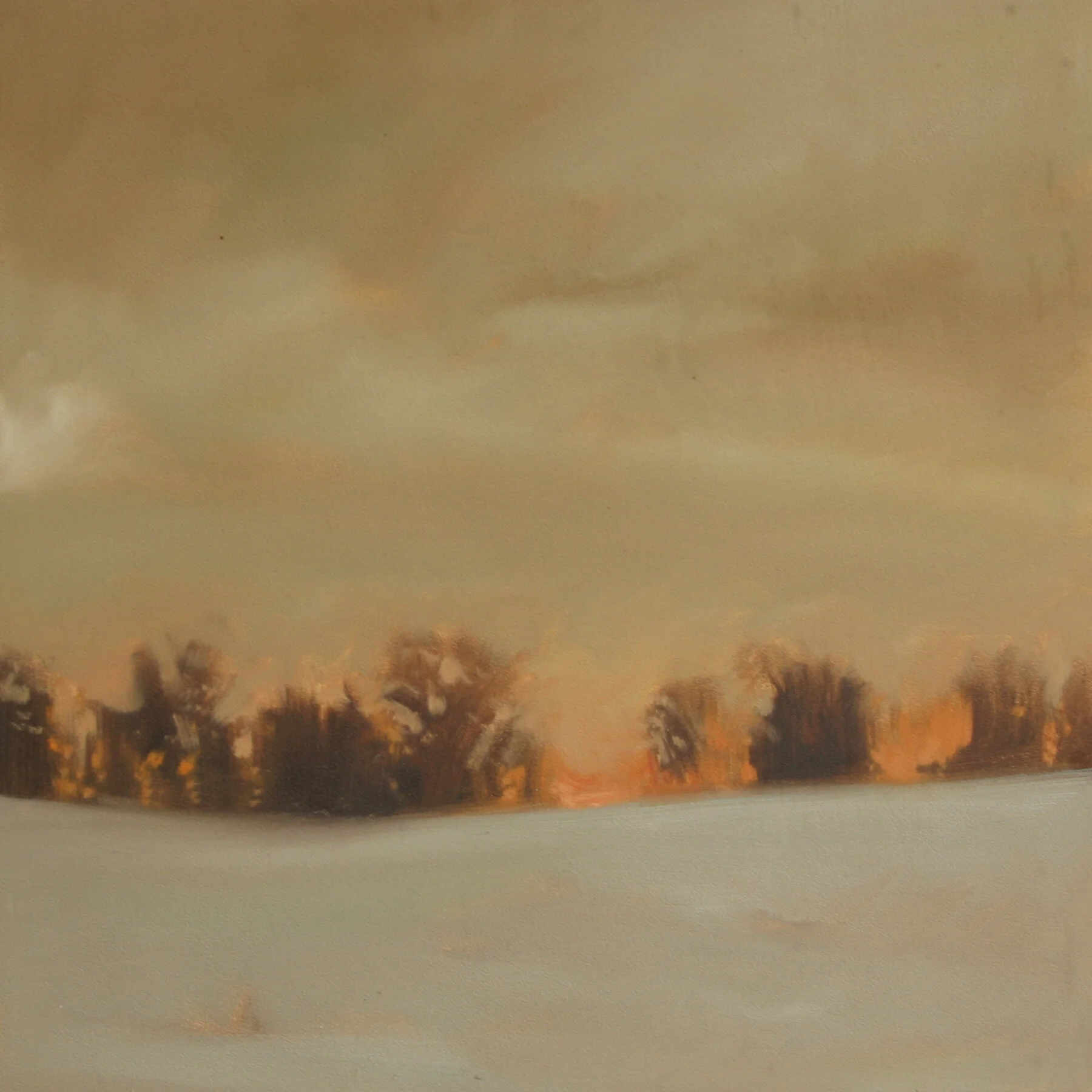 Sundown Snow (study), 12x12 inches, oil on panel
