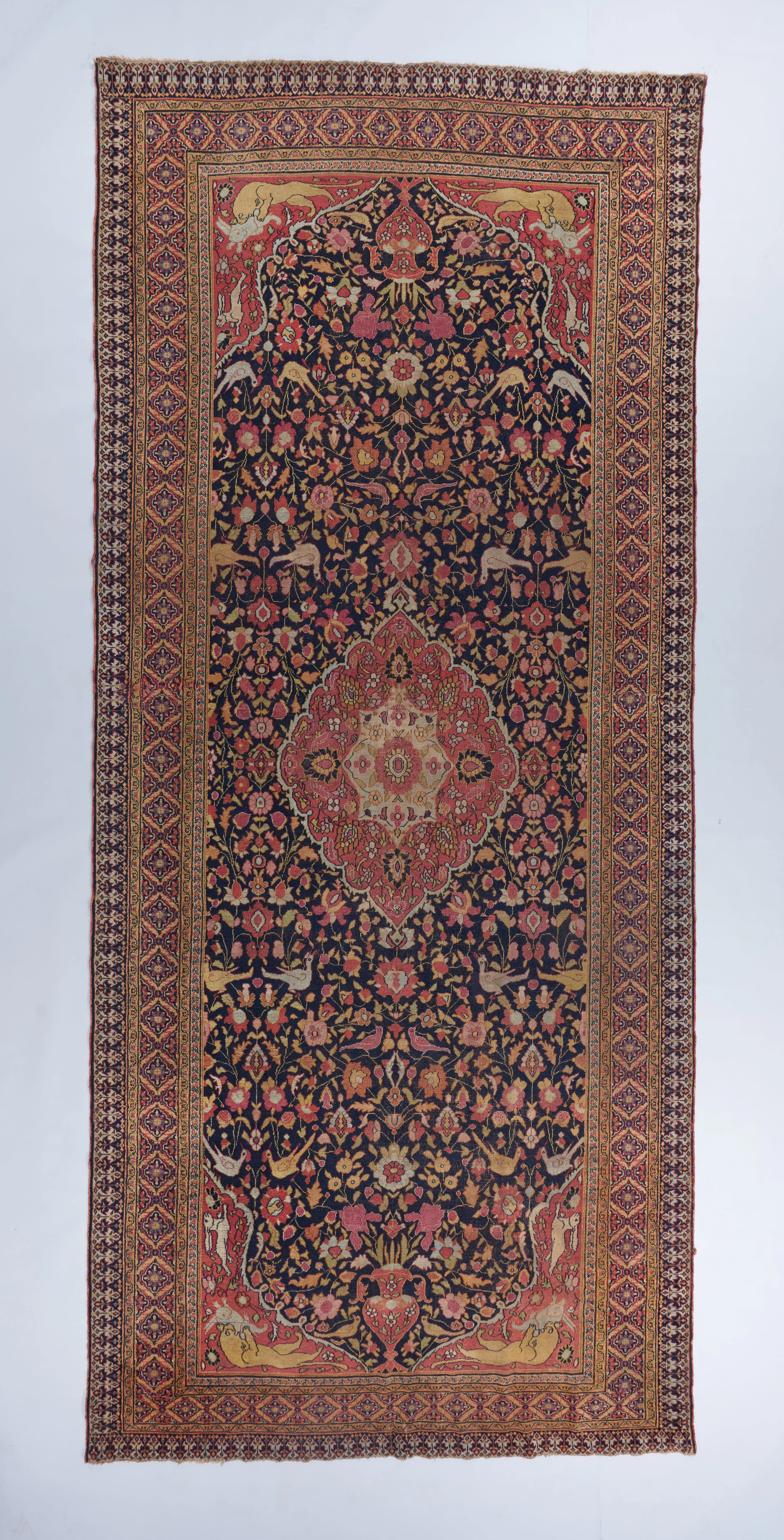 Early 19th century blue ground Khorasan animal Kelleh