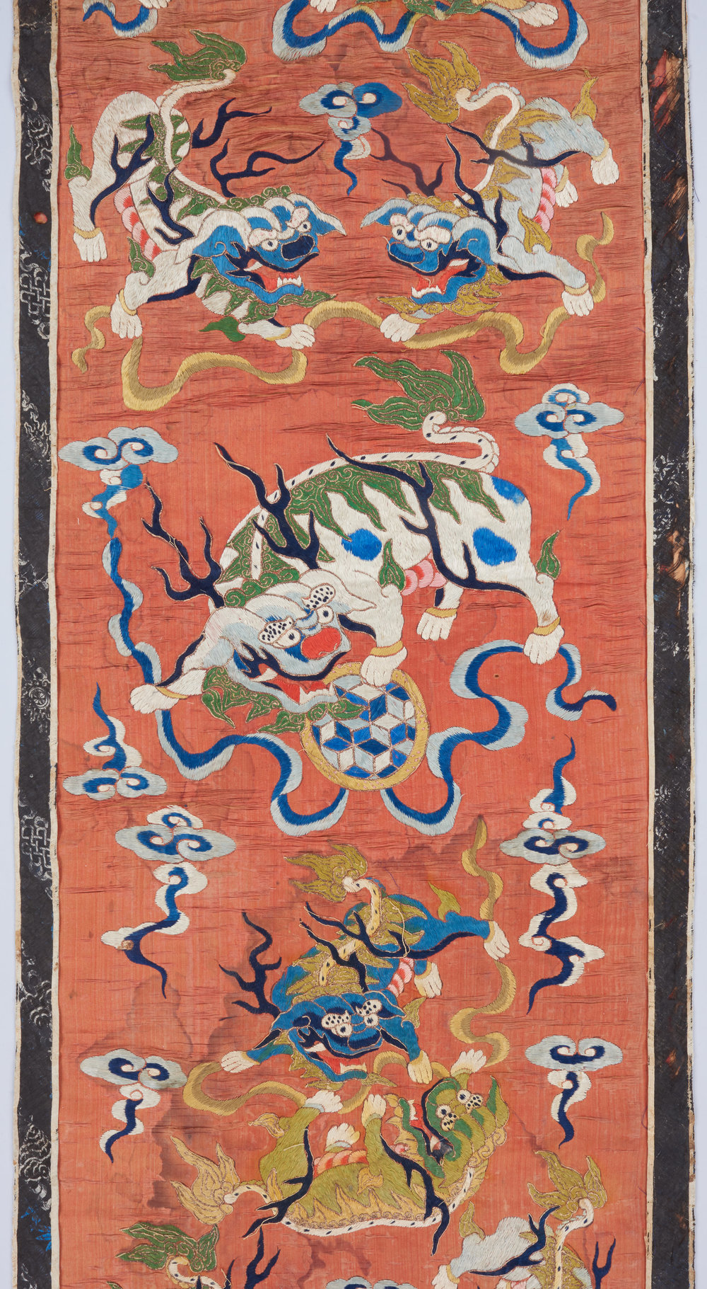 18th Century Chinese Foo Dog Embroidery B Bolour