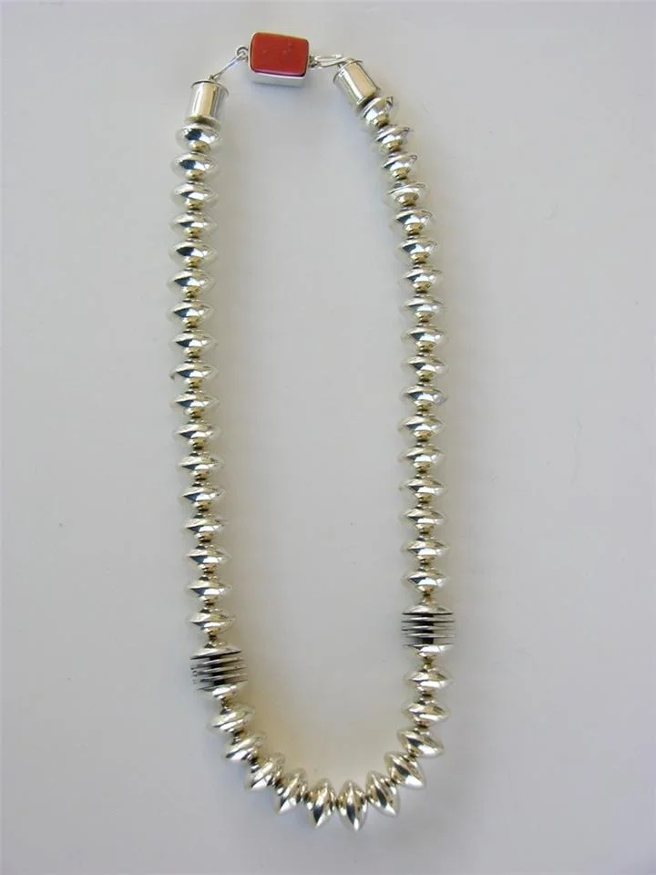 Silver Beads Coral Necklace