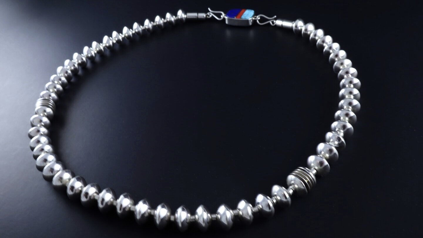 Silver Bead Necklace | Lone Mtn TQ + Lapis