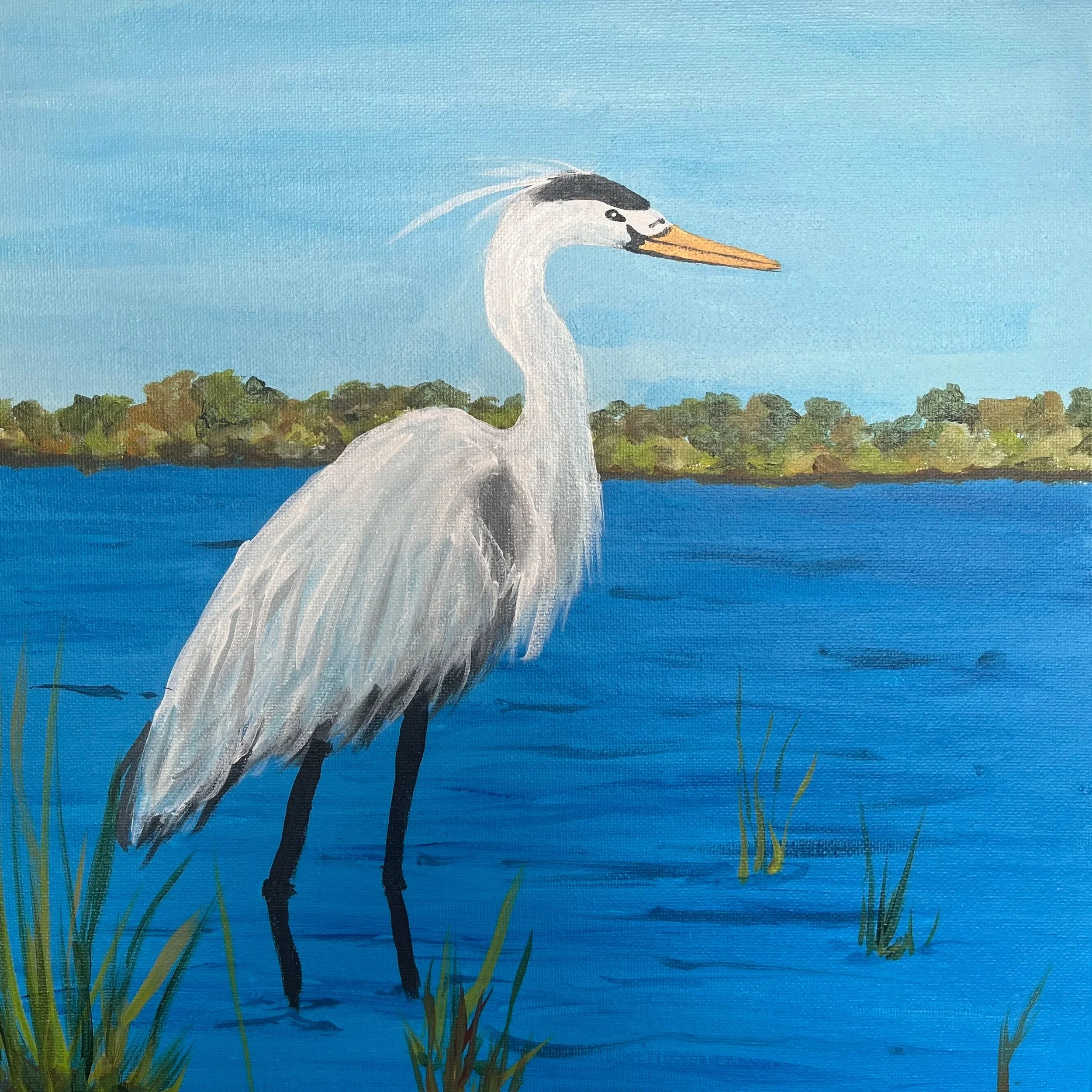Painting of Heron in Acrylic