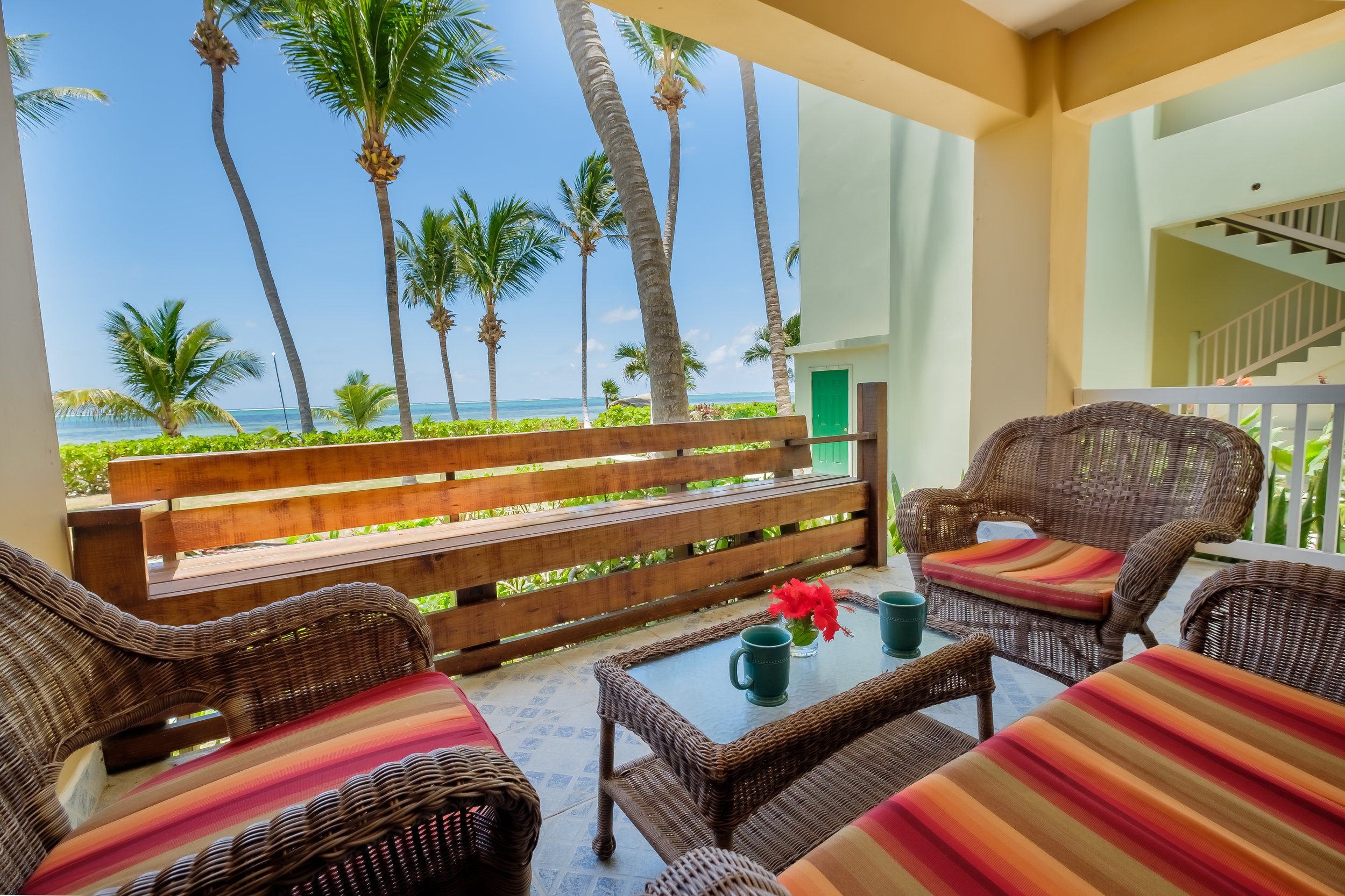 Bermuda Palms #1 - San Pedro Vacation Rental - Oceanfront - Ground Level - Patio View