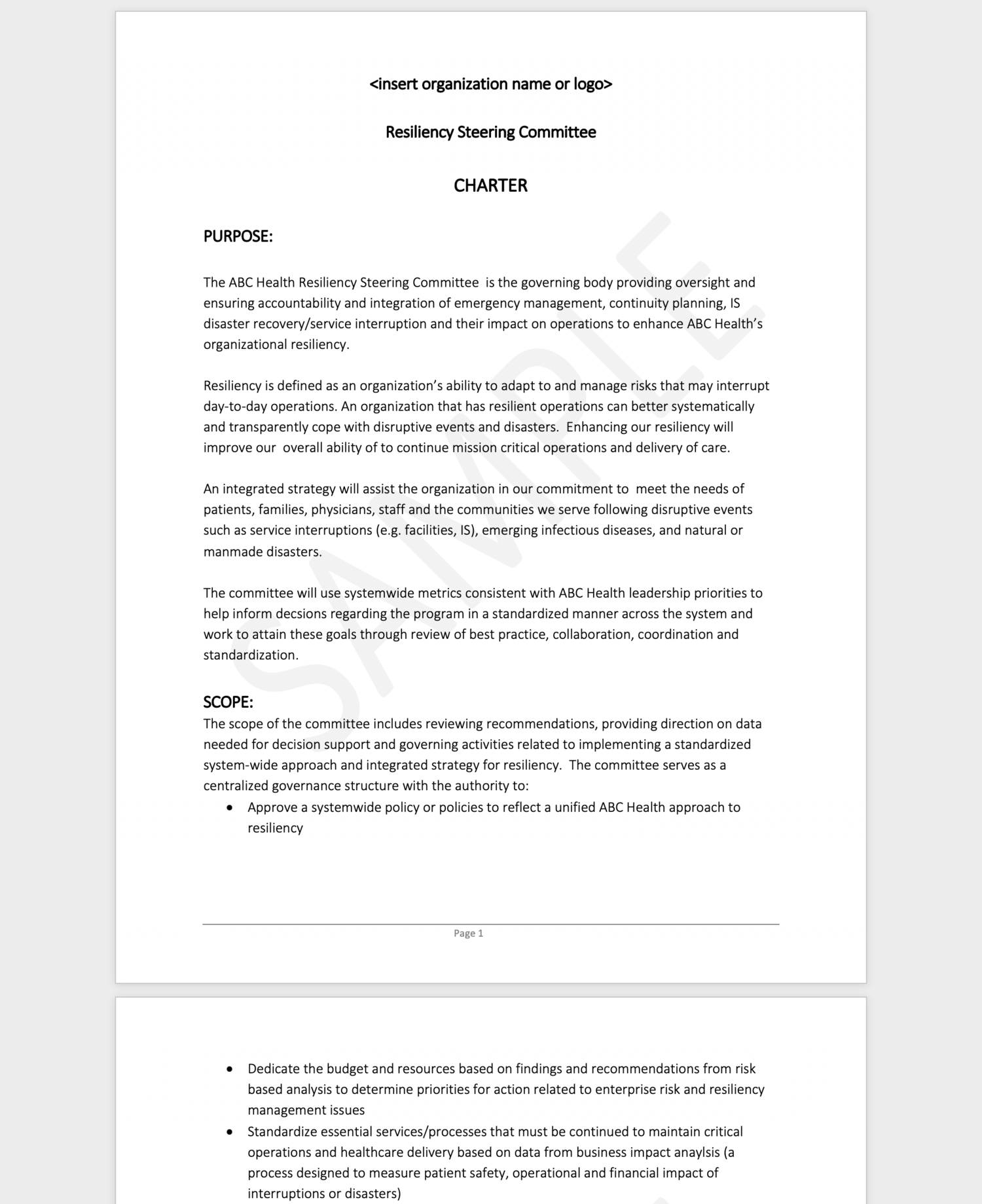 Spotlight on Free Resource Steering Committee Charter Template