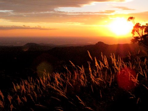 Sun setting on the plains surrounding Mt Kaputar NP