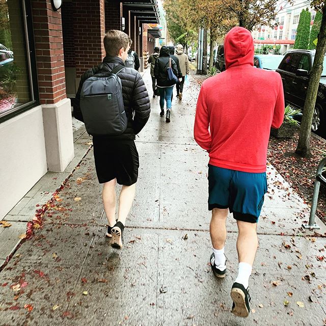 Walk to pick-up in Seattle last weekend. @wbobbyw and Joe Lowery talking tactics for 5-aside, I assume.