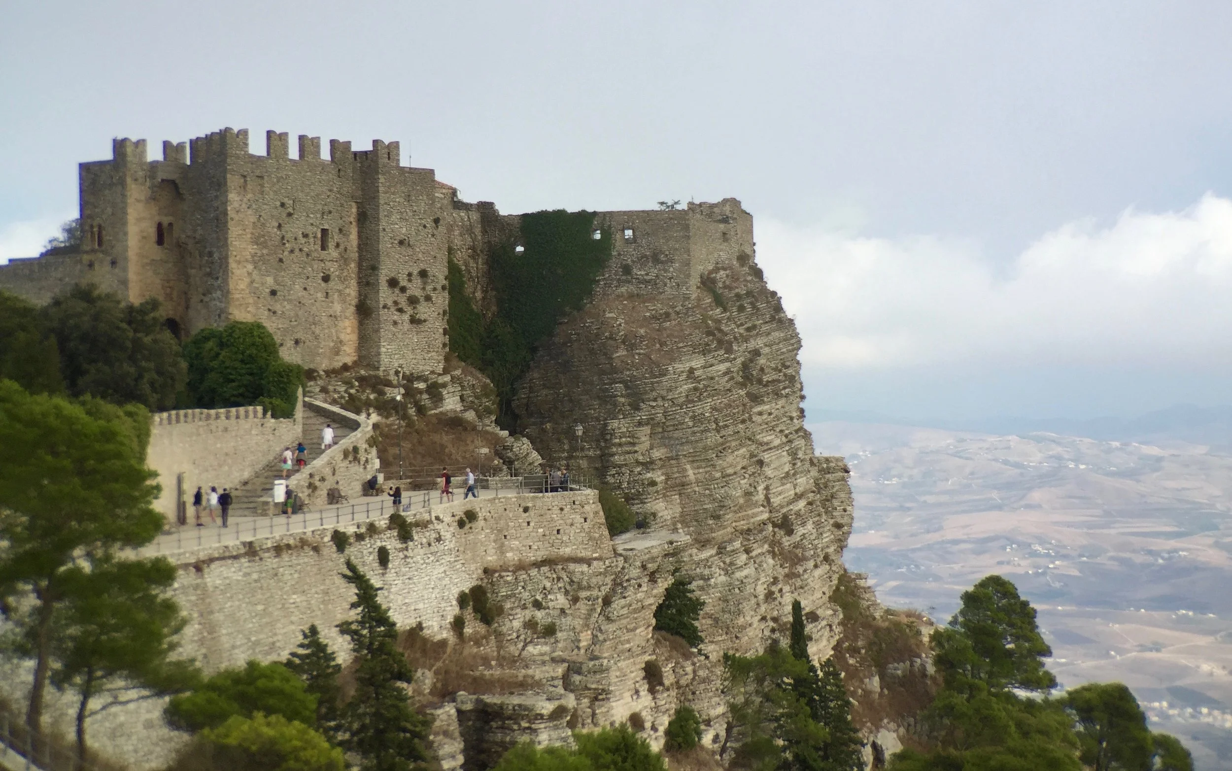Erice castle and the cliff face down to Trapani