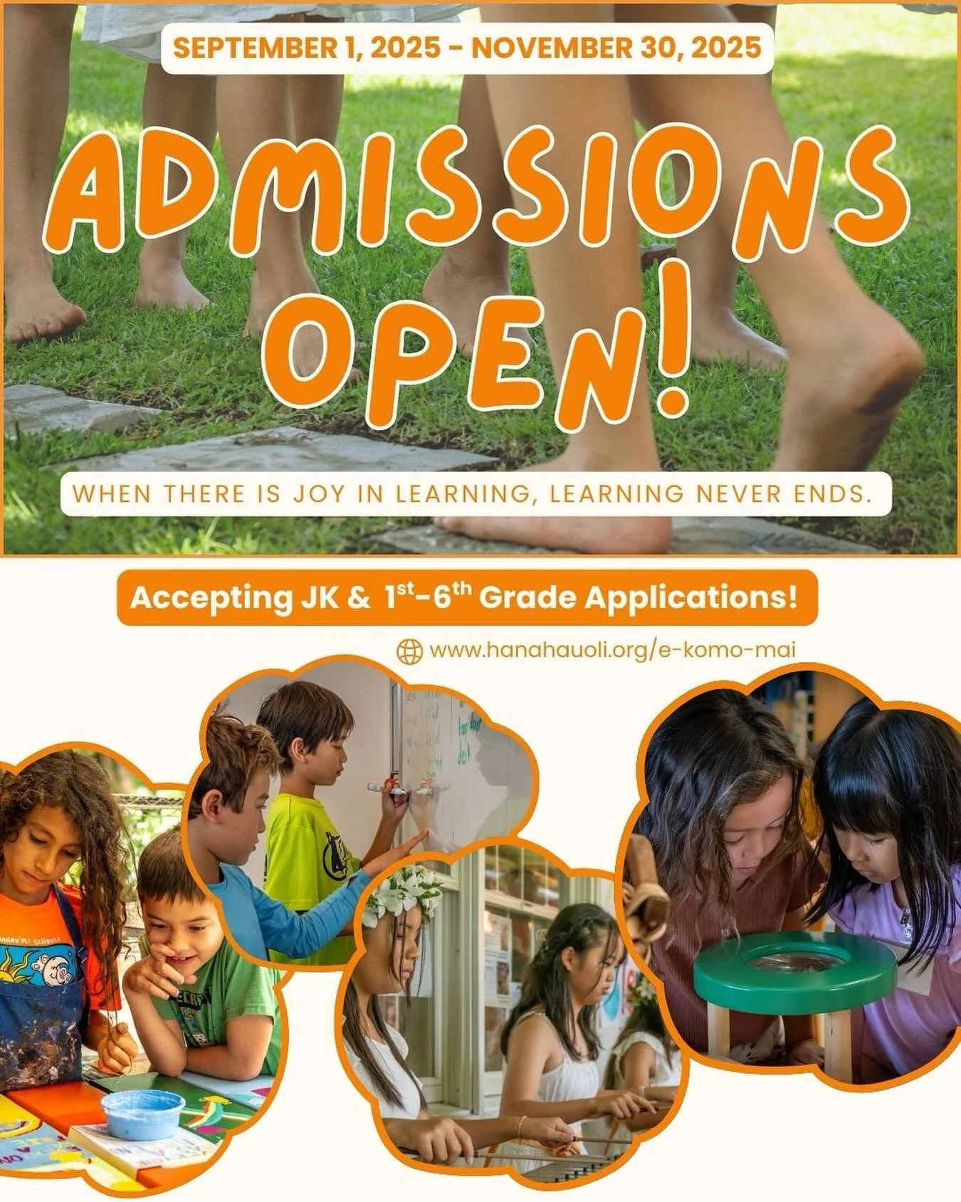 We are so excited to announce applications are now open for the 2026-27 school year! To begin the journey of joyous work and play for your keiki, visit our website! &nbsp;
&nbsp;
Join us this weekend to learn more about Hawai&lsquo;i&rsquo;s independ