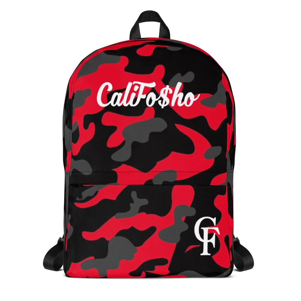red camouflage backpack