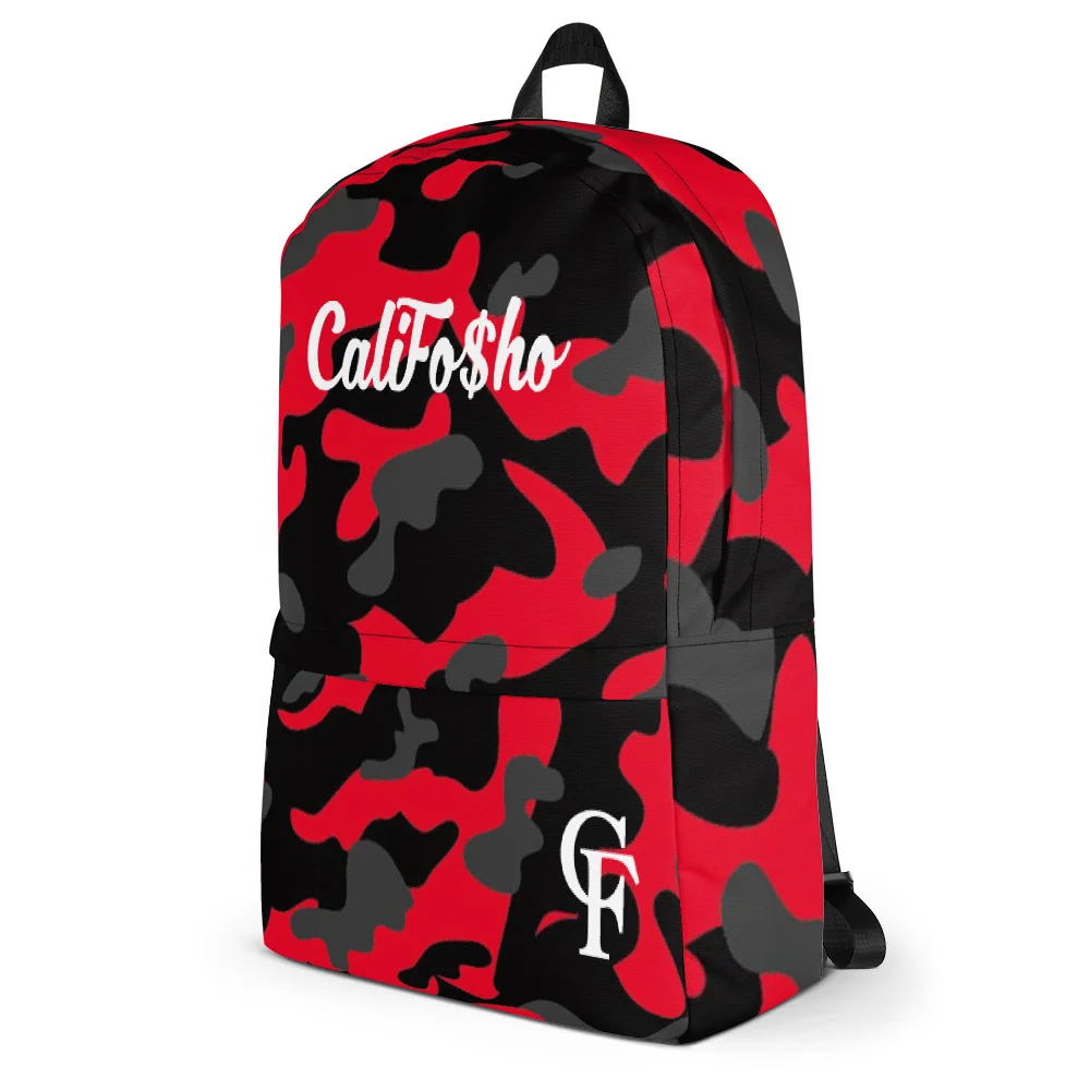 red camouflage backpack