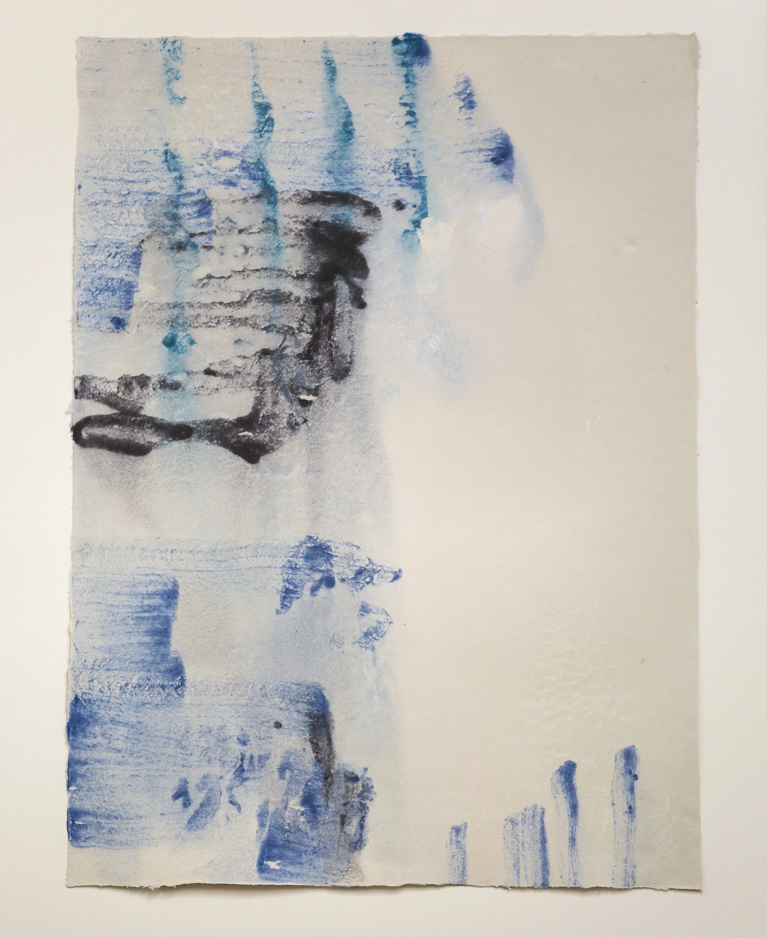 Turn to Earth II 26" x 19", linen pulp painting on handmade cotton paper, 2016