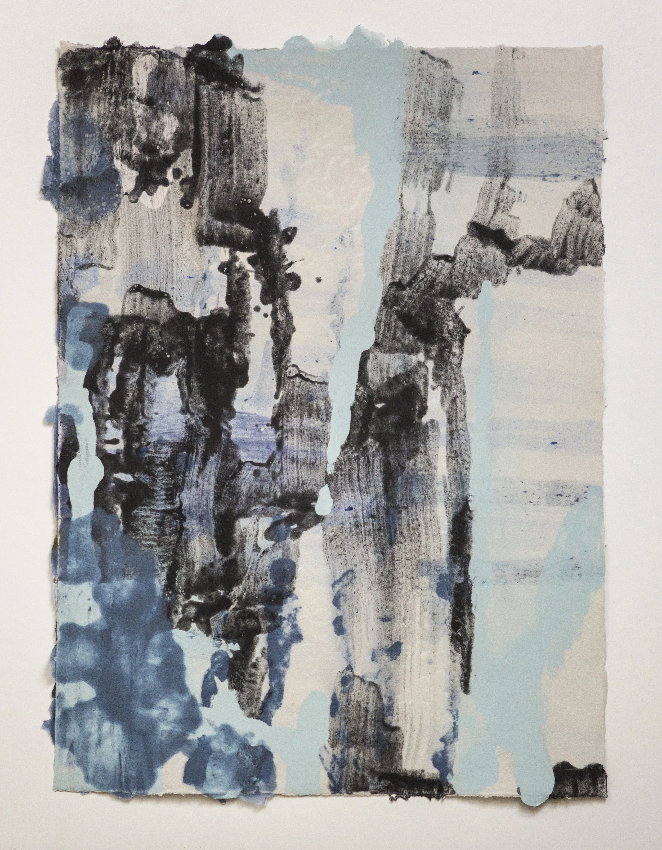Turn to Earth I 26" x 19" linen pulp painting on handmade cotton paper, 2016